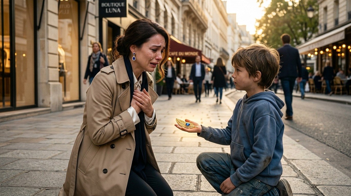 woman-yells-at-dirty-boy-golden-feather-brooch-secret-sister